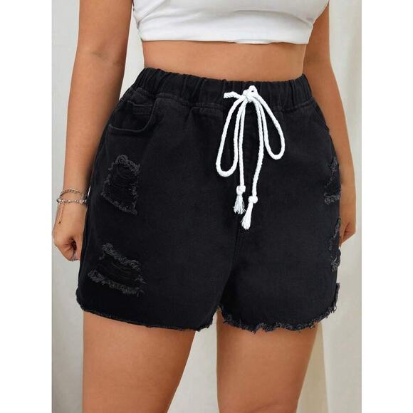 SHEIN Plus Size Summer Ripped Denim Shorts 3X - Picture 1 of 7